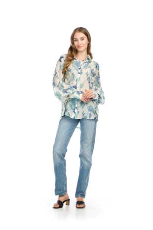 PT-16006 - BIG FLORAL PRINT LONG CUFFED SLEEVE SHIRT - Colors: AS SHOWN - Available Sizes:XS-XXL - Catalog Page:54 